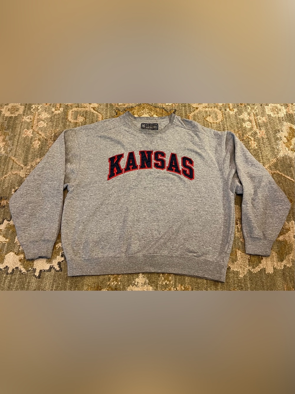 Vtg Kansas Jayhawks Pullover Sweatshirt Men’s XL Gear For Sports Grey Flaws